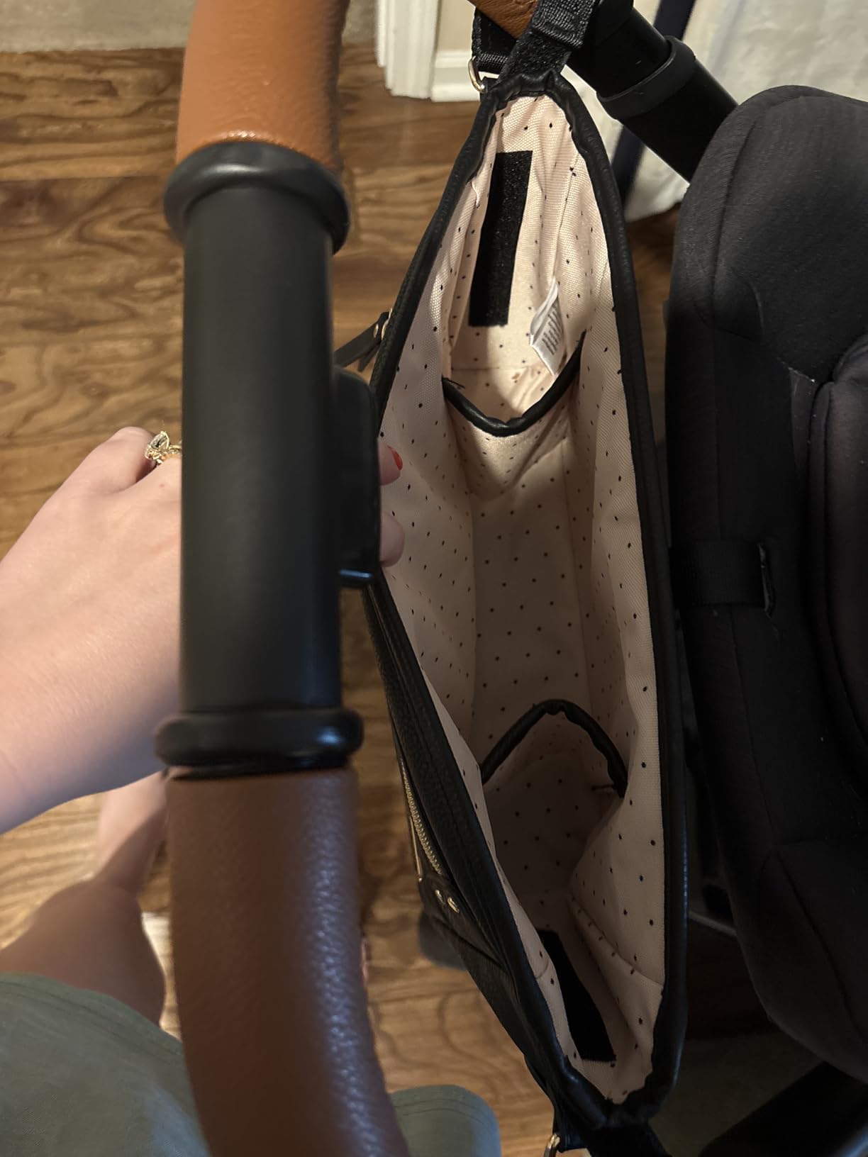 Itzy Ritzy Adjustable Stroller Caddy & Organizer Bag, Easy Attach (Cognac) customer photo 1