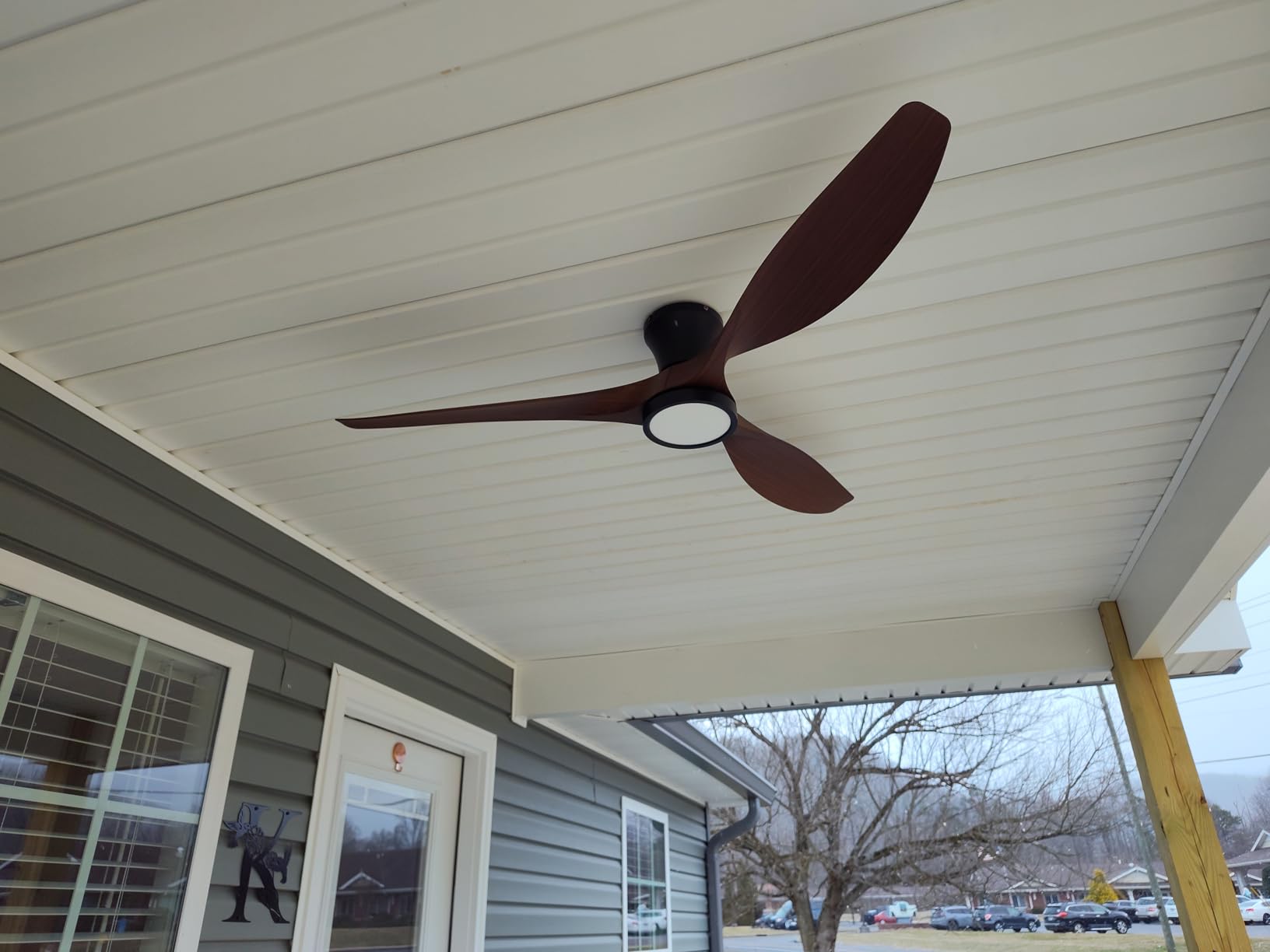 TALOYA 52 Inch Ceiling Fans with Led Lights Remote Control Flush Mount Low Profile for Bedroom Farmhouse Patio Outdoor Living Room Kitchen Dining Room,DC Motor,Reversible,Buzzer ON/Off,Black Walnut customer photo 2