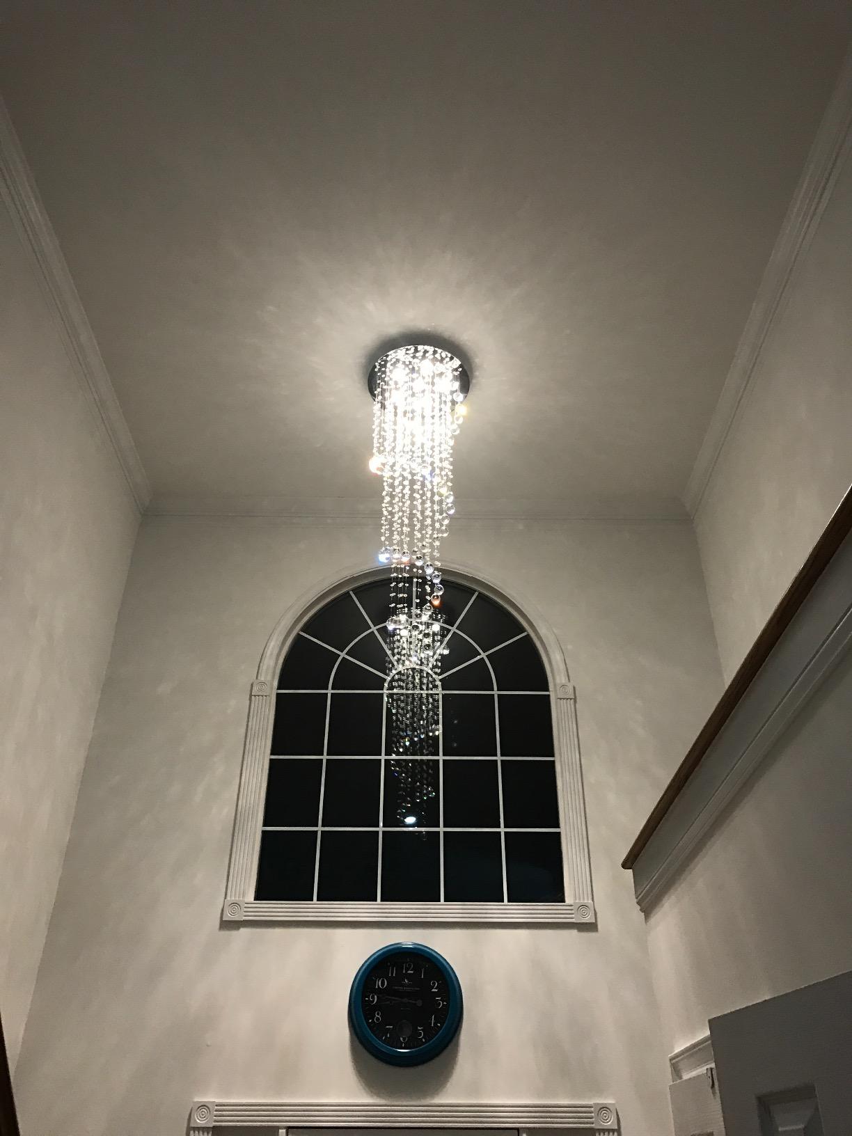 Elegance Spiral Chandelier for Dining Area, Modern Swirl Raindrop Chandelier Light Fixture for Foyer Hallway Crystal Chandeliers for High Ceilings, Modern Hanging Light D15 x H31 of CRYSTOP customer photo 1