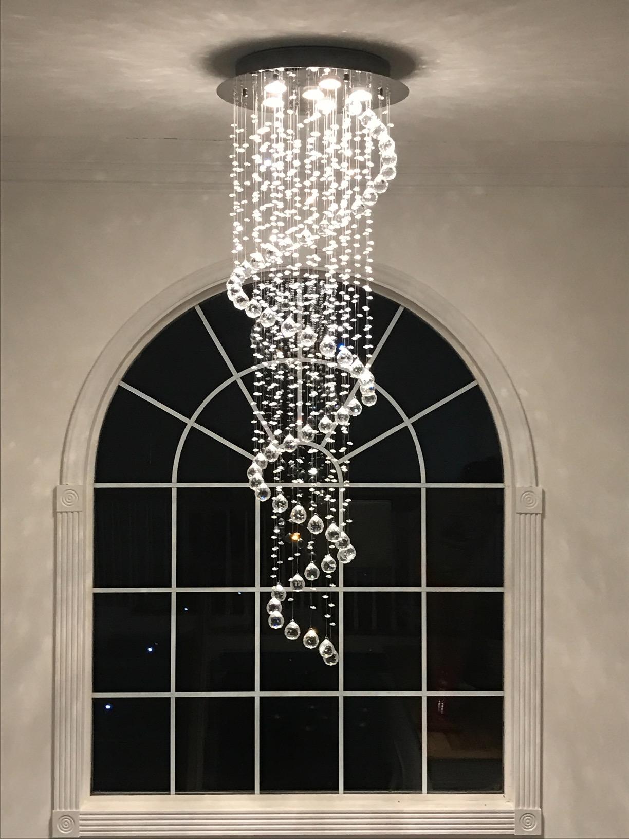 Elegance Spiral Chandelier for Dining Area, Modern Swirl Raindrop Chandelier Light Fixture for Foyer Hallway Crystal Chandeliers for High Ceilings, Modern Hanging Light D15 x H31 of CRYSTOP customer photo 2