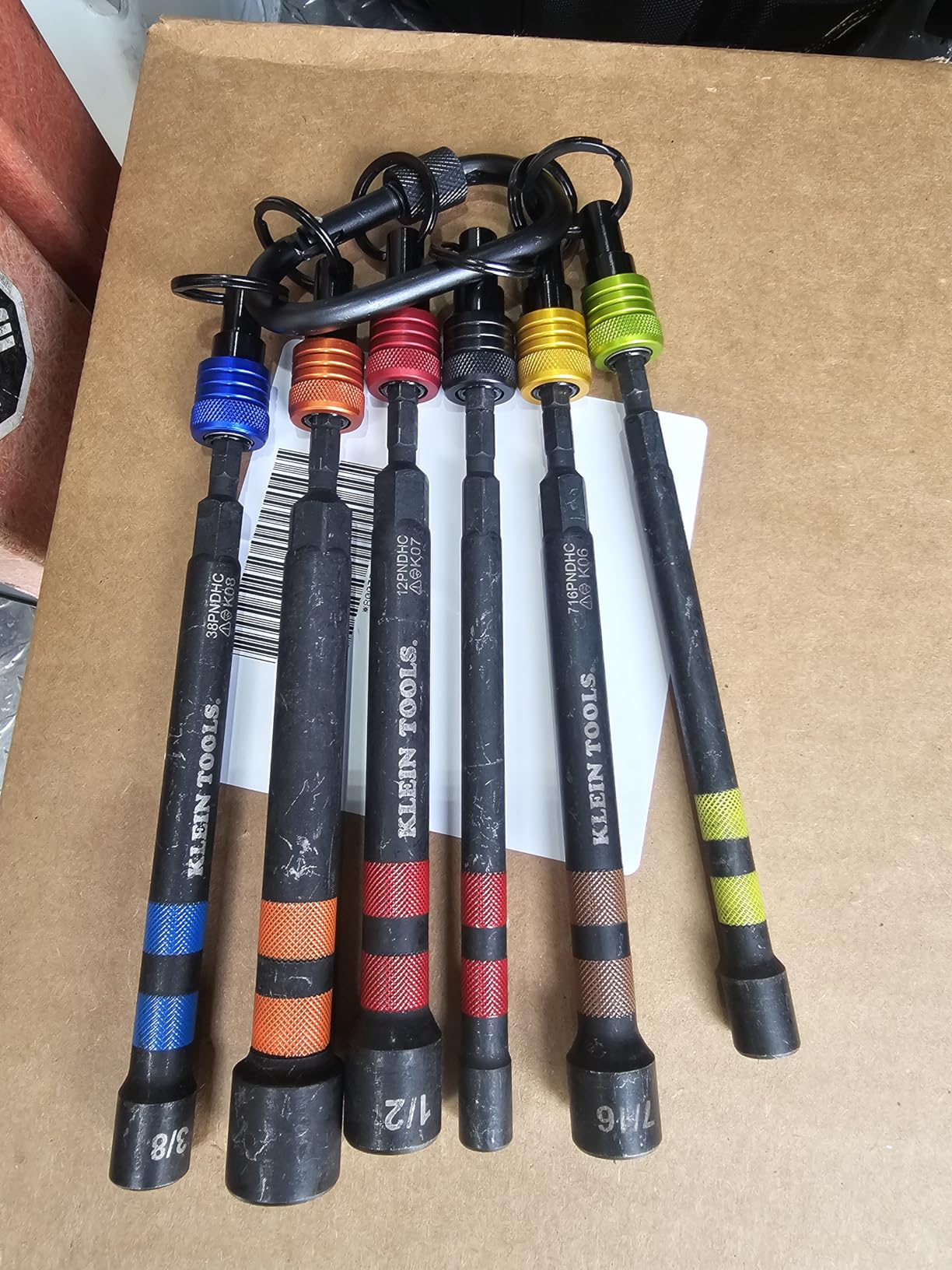 Klein Tools 32950 Ratcheting Impact Rated Hollow Power Nut Driver Set with Handle, Magnetic, Color Coded, 6 SAE Hex Sizes and Handle Included customer photo 2