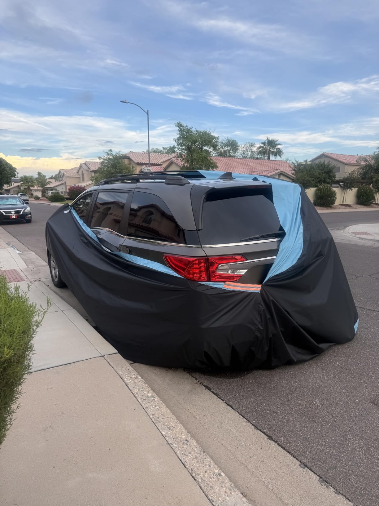 MORNYRAY Waterproof Car Cover All Weather Snowproof UV Protection Windproof Outdoor Full Truck Cover, Universal Fit for (All Black, Fit Truck Length 210-230 inch) customer photo 1