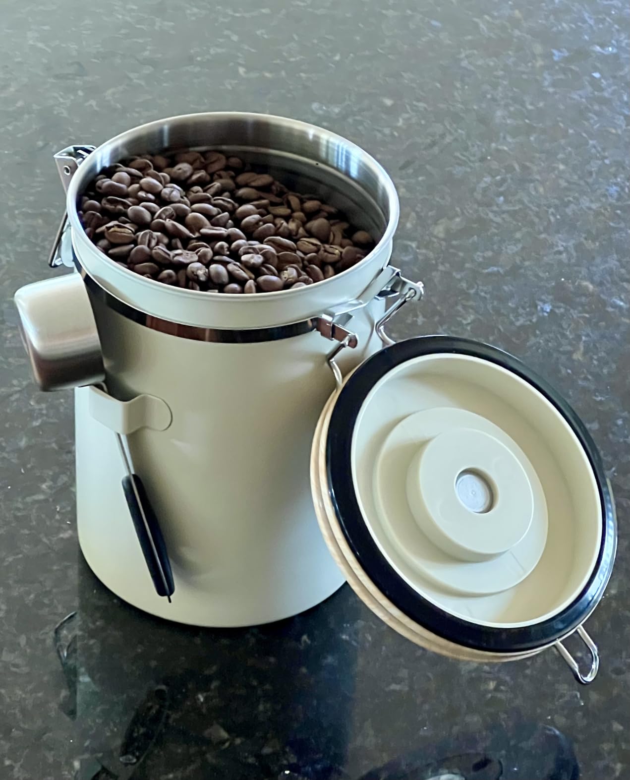 Veken Coffee Canister with Window,Airtight Stainless Steel Compact Jar,16OZ customer photo 1