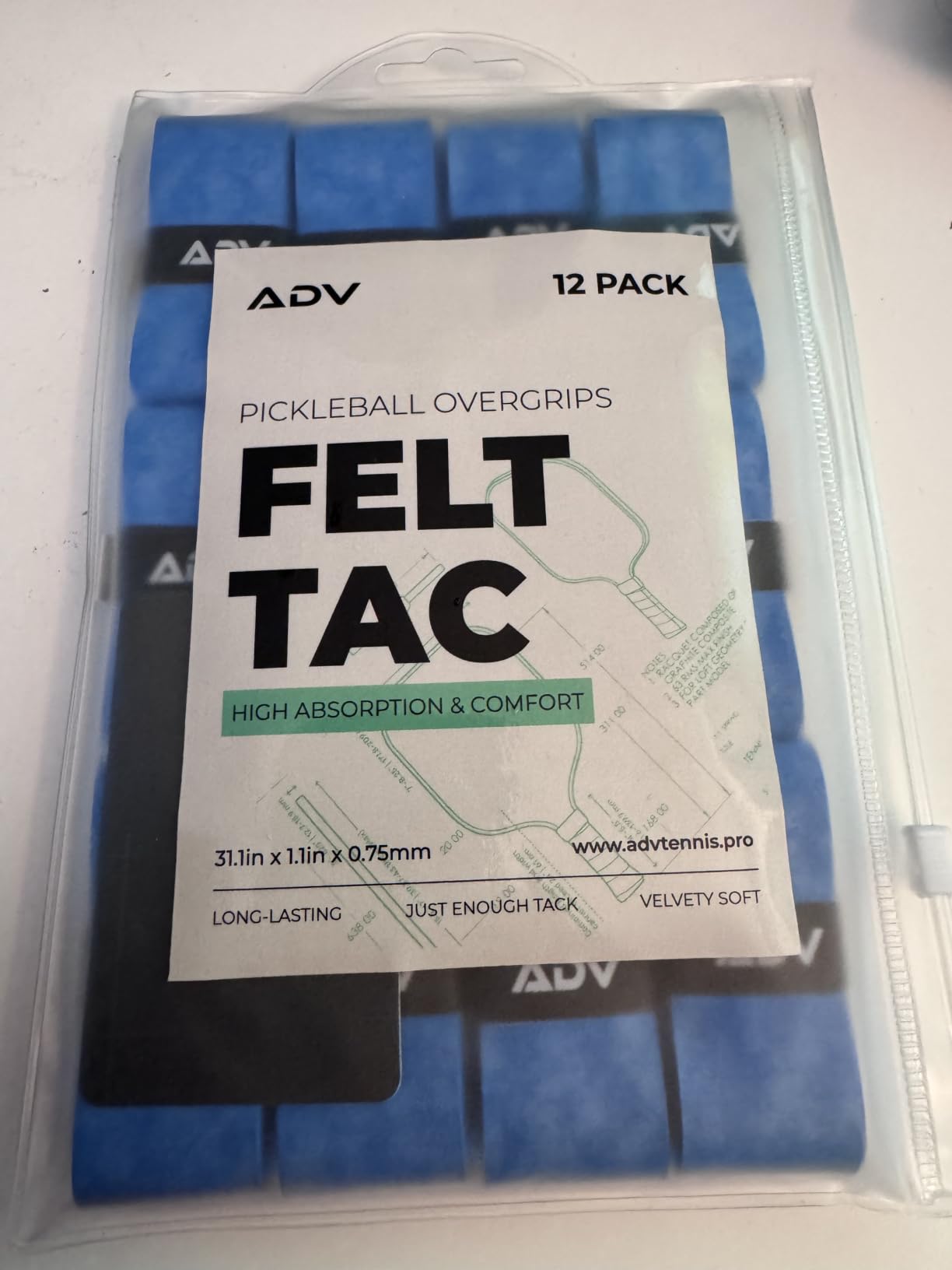 ADV FeltTac Pickleball Paddle Grip Tape - Absorbent Dry Non-Slip Overgrip customer photo 2