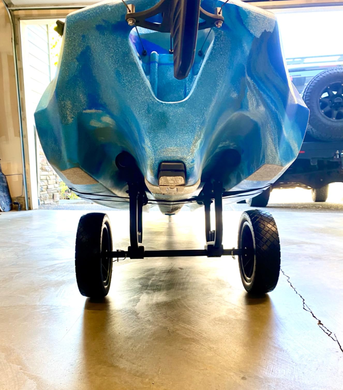 Heavy Duty Kayak Cart, Width Adjustable Canoe Cart with 12inch Flatfree Beach Wheels Boat Dolly Cart Transport Carrier customer photo 2
