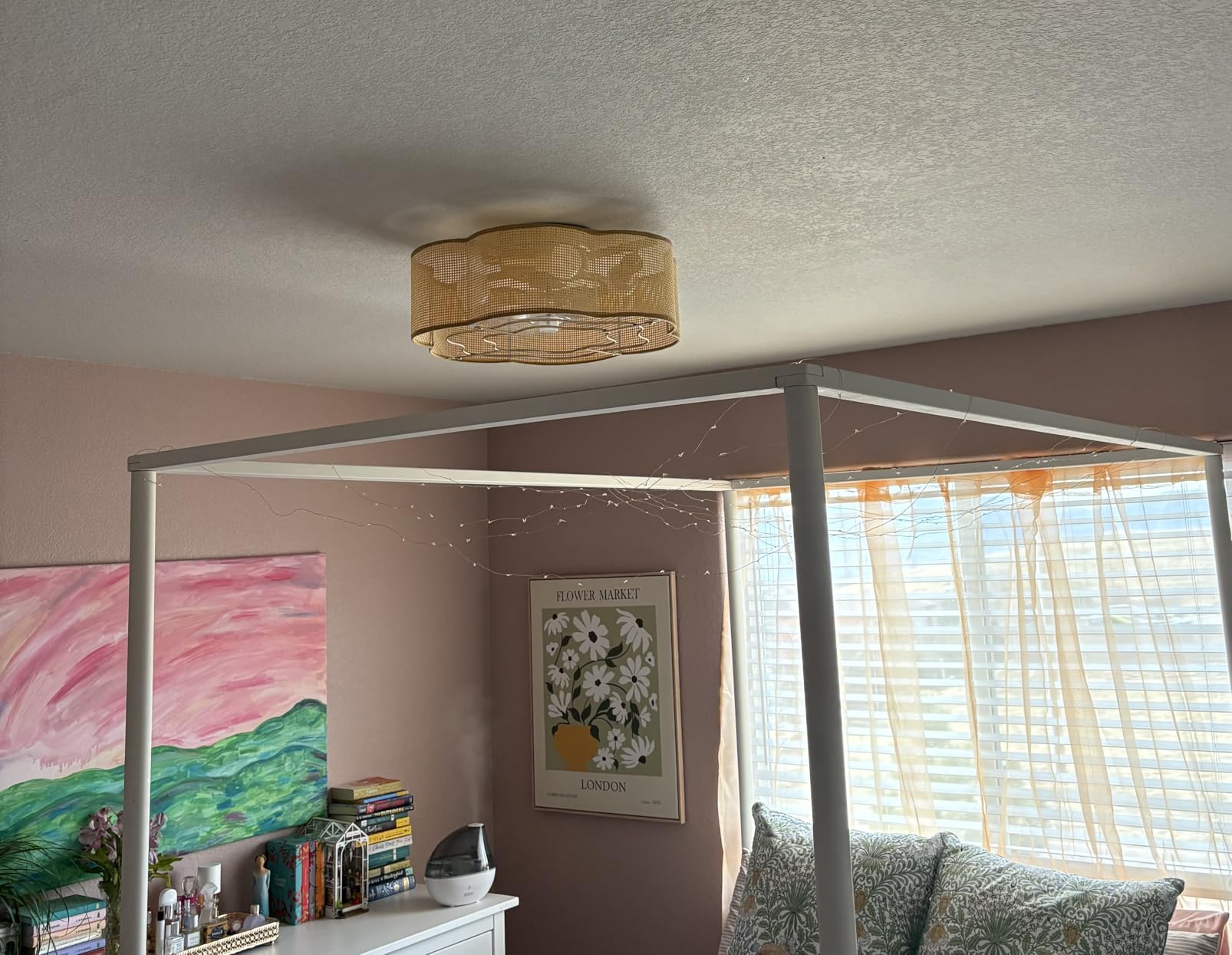Caged Ceiling Fan with Lights, Flush Mount 20