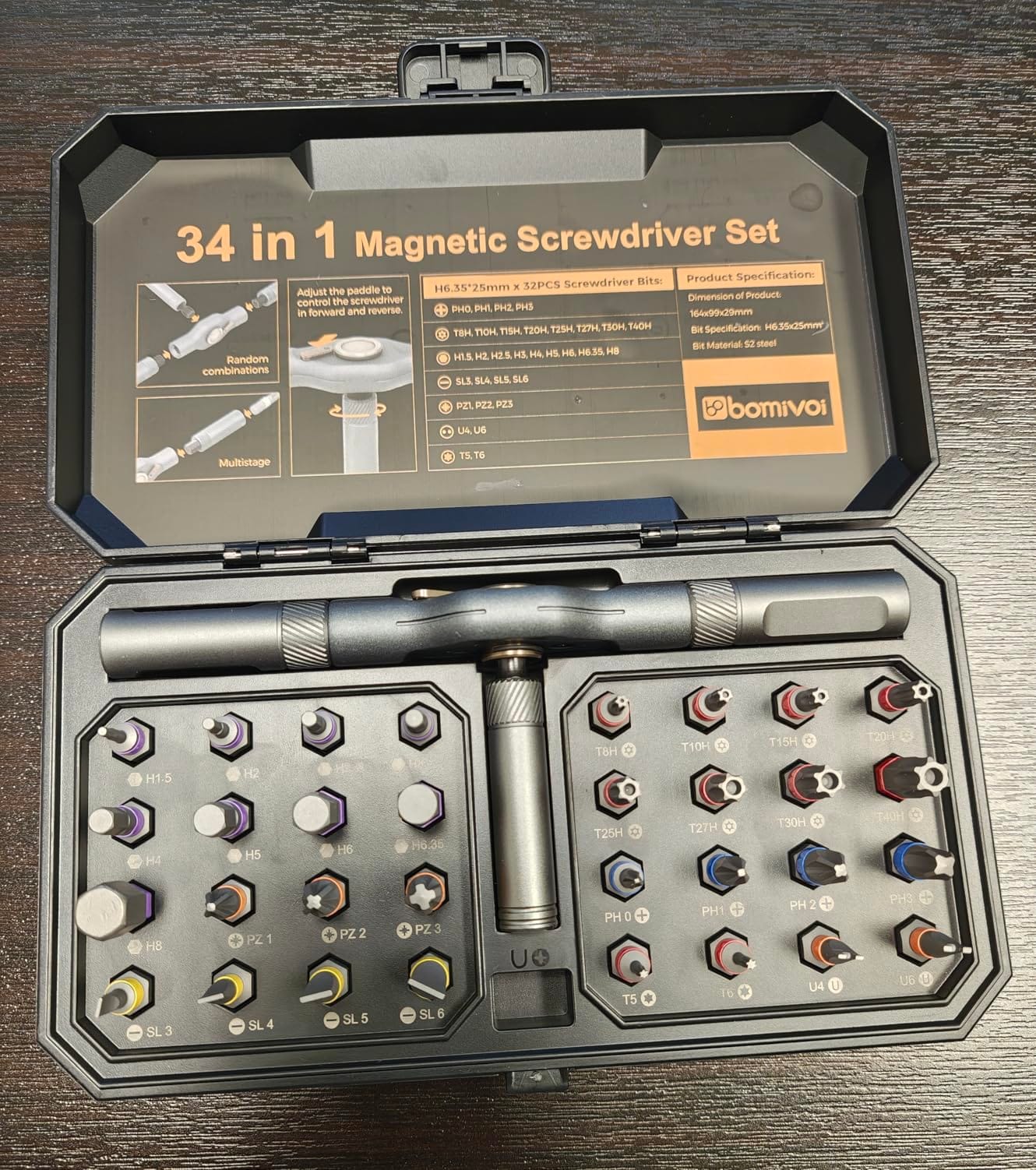 Bomivoi 24 in 1 Magnetic Screwdriver Set, DIY Ratchet Screwdriver Set, Multi Bit Magnetic Drive Set with Detachable Ratchet Handle, Portable Precision Repair Tool Kit for Furniture Computer Bicycle customer photo 1