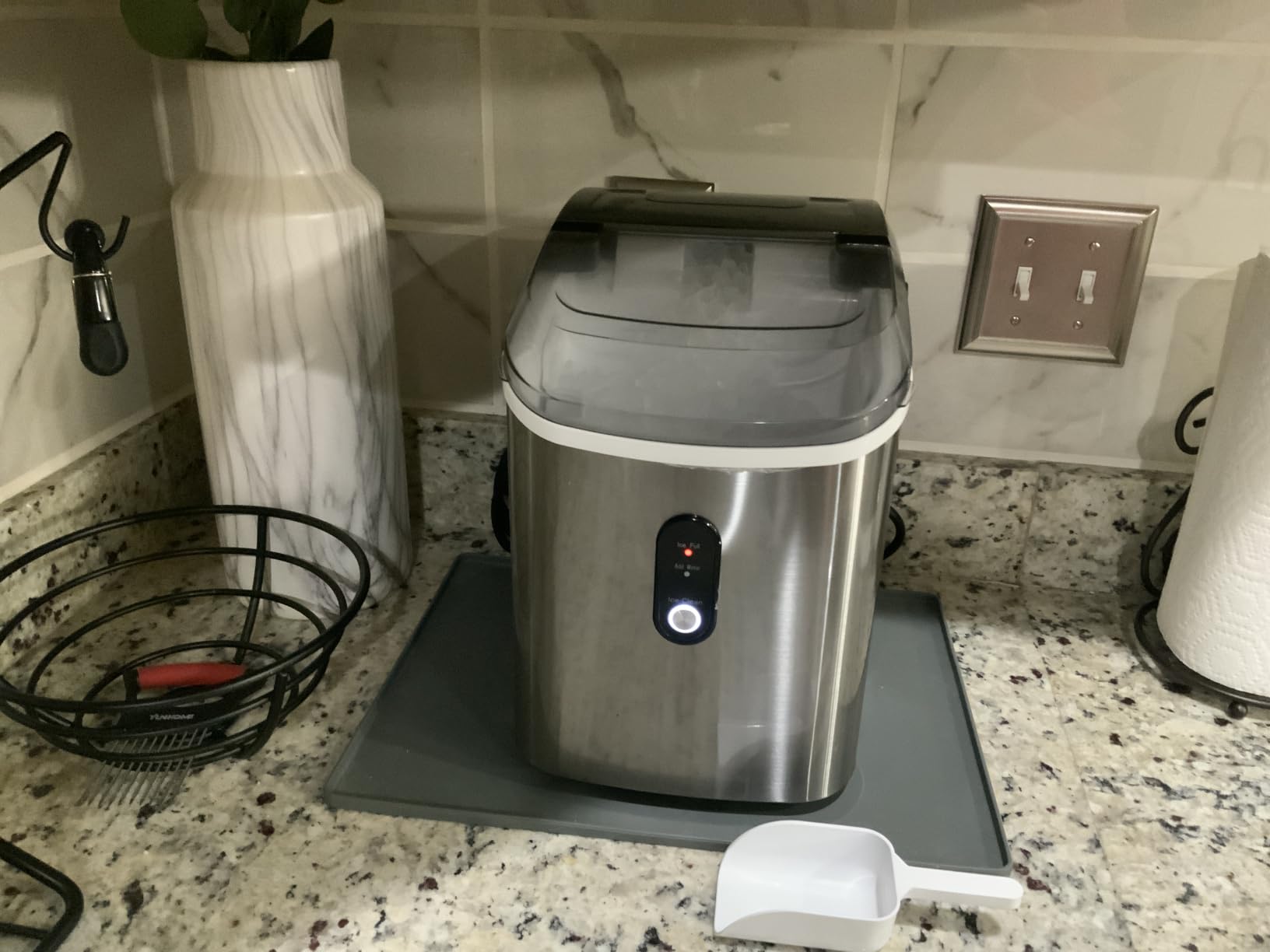 Antarctic Star Nugget Ice Maker Countertop with Soft Chewable Ice, Portable Sonic Ice Maker with Basket and Scoop, Removable Top Cover, Auto-Cleaning for Home/Party/RV/Camping (Stainless Steel Black) customer photo 1