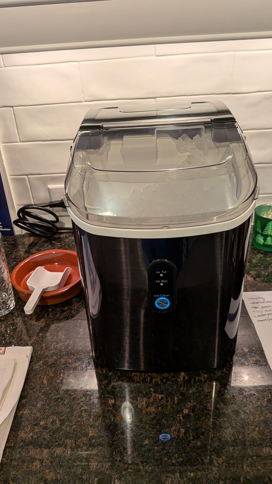 Antarctic Star Nugget Ice Maker Countertop with Soft Chewable Ice, Portable Sonic Ice Maker with Basket and Scoop, Removable Top Cover, Auto-Cleaning for Home/Party/RV/Camping (Stainless Steel Black) customer photo 2
