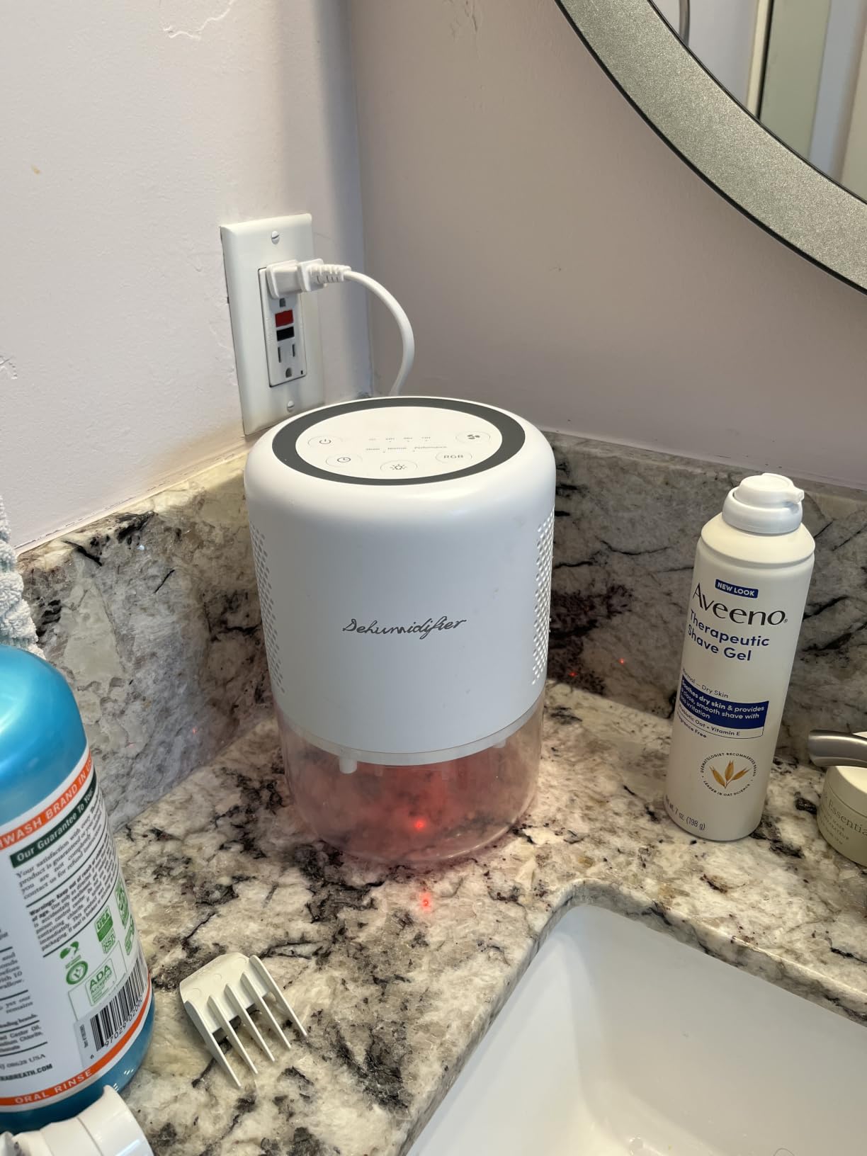 44oz(1.3L) Small Dehumidifier for Home Auto-Off Quiet Portable Dehumidifier with 3 Modes 10 Color Lights 4 Timer Settings for Bedroom Bathroom Closet (215 sq.ft) customer photo 2