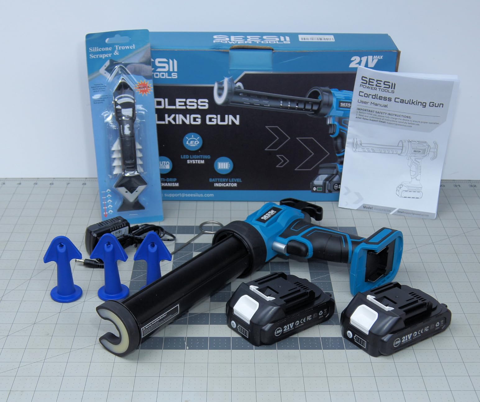 SEESII Cordless Caulking Gun w/2 x 2.0Ah Batteries customer photo 1