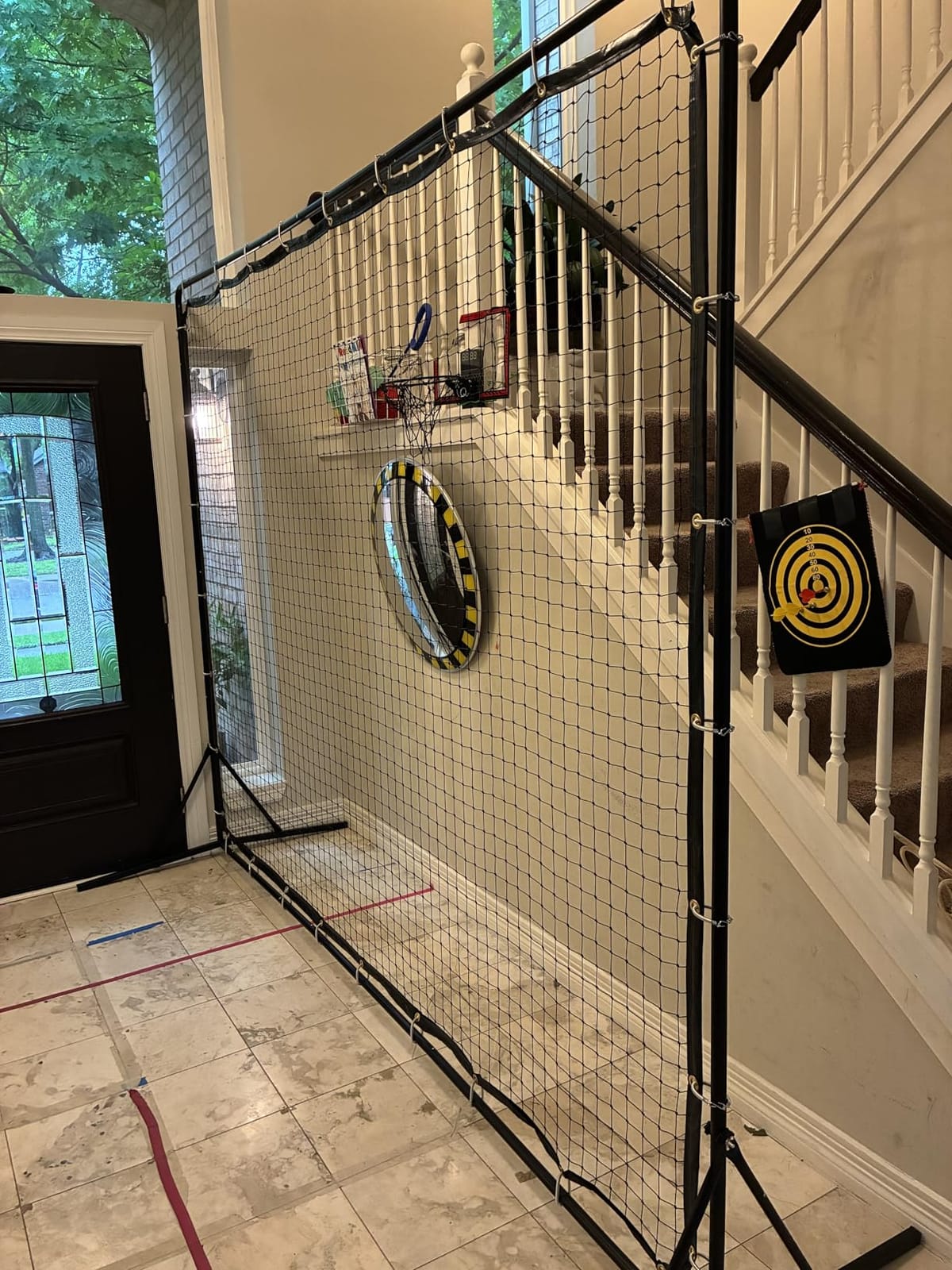 9.4ft x 7.4ft Tennis Rebounder Net, Tennis Rebounder Trainer, Multi-Sport Training Bounce Back Net for Tennis, Baseball, Lacrosse, Hockey, Softball, Pickleball, Ball, for Backyard and Indoor & Outdoor customer photo 1