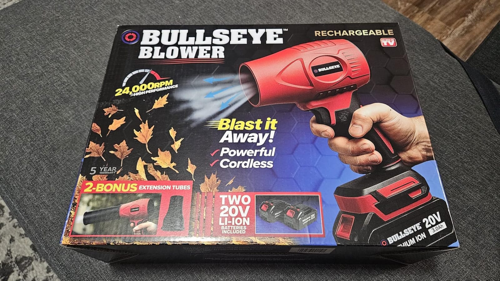 Bullseye Blower Cordless Leaf Blower, Handheld Turbo Jet with 2 Batteries, 20V 350W Electric Air Power for Patio, Garage Cleaning and Car Drying, As Seen on TV customer photo 1