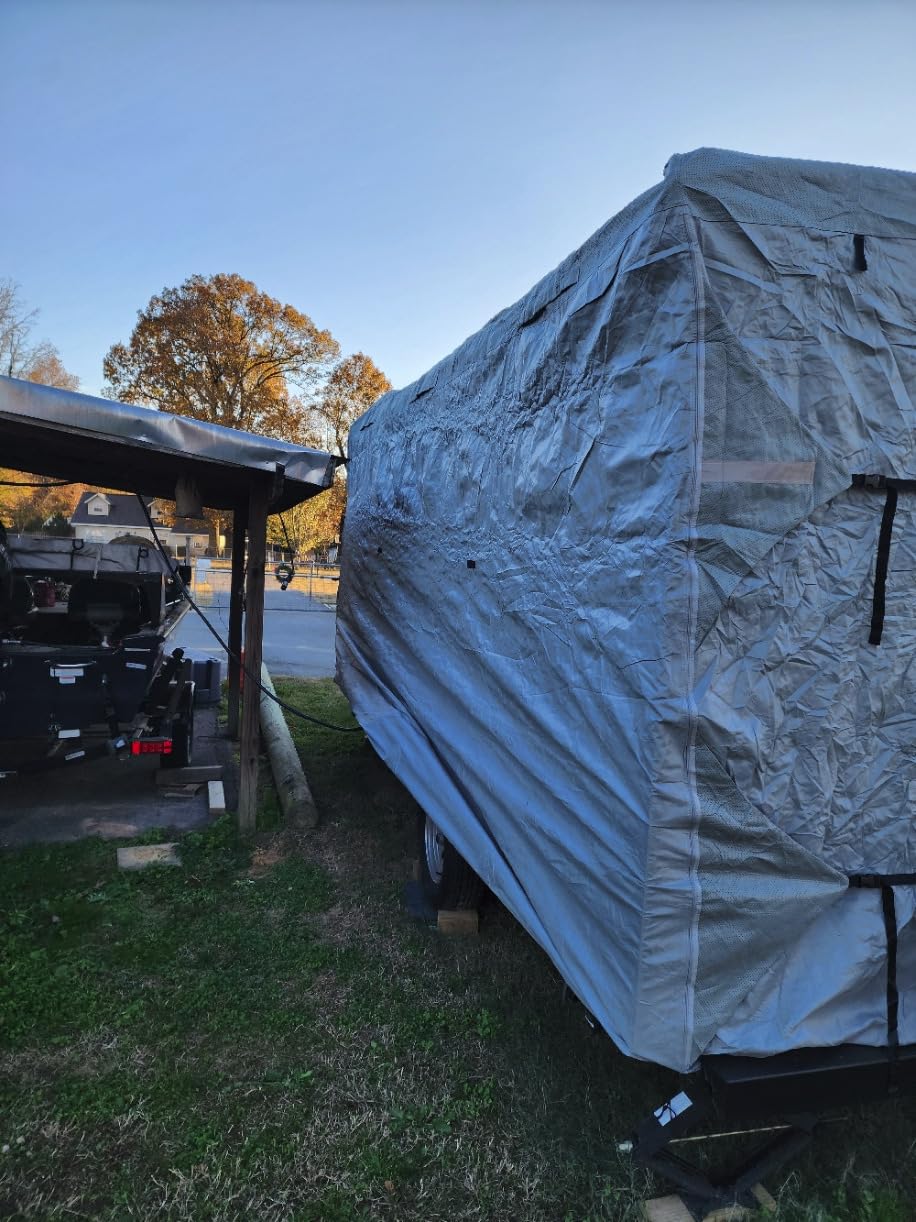 VINPATIO RV Cover 20-22ft: 9 Layers Heavy Duty RV & Trailer Cover, Travel Trailer Cover, Camper Cover, Toy Hauler Cover with Extra Windproof Straps, Tongue Jack Cover, Gutter Covers customer photo 2