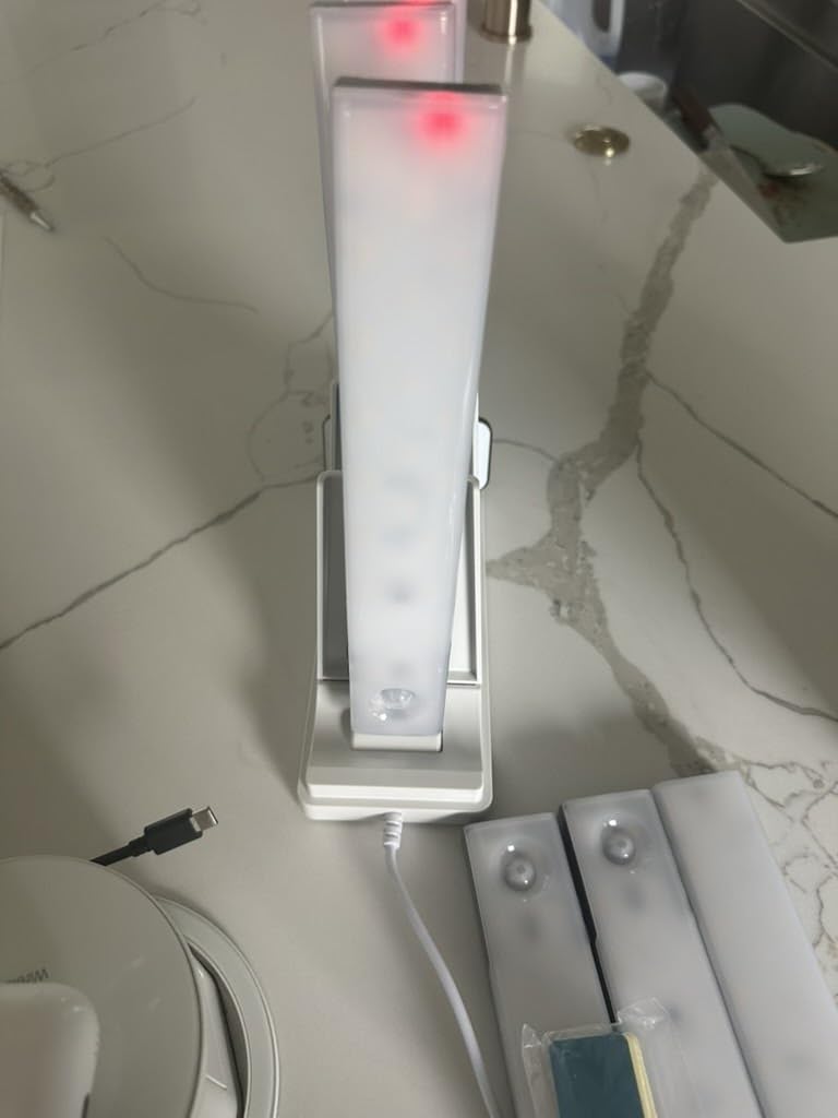 EZVALO 13inch Under Cabinet Lighting with Charging Station, 3200mAh Rechargeable Wireless Motion Sensor Lights, 96 LEDs, 3 Color Temps, Dimmable, Timer, Magnetic, with Remote for Kitchen (6 Pack) customer photo 2
